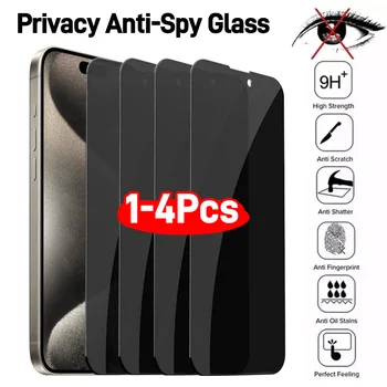 1-4 бр. Защитно Закалено Стъкло За iPhone 15 14 13 12 11 Pro Max Mini 7 8 Plus, Защитни Фолиа за Защита от шпионски софтуер, Аксесоари За Филми XS MAX