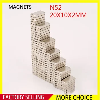 10 ~ 100ШТ N52 20x10x2 мм Неодимовый Магнит 20 мм x 10 мм x 2 мм Блок NdFeB Супер Мощен Постоянен Магнитен Imanes