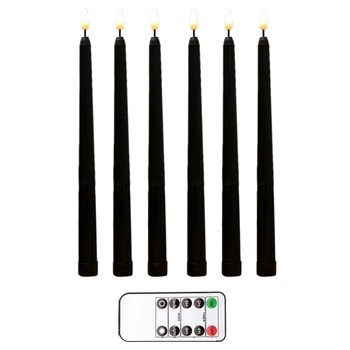 12шт Беспламенных черни конусни свещи, проблясващи С 10-клавишным дистанционно управление, таймер, Управлявани led подсвечниками, Прозорците на свещи