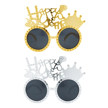 1БР честита Нова Година 3D Вечерни Очила 2024 Рамки За Очила Подпори За Парти Украса на Коледната Партита Подпори За Фотобудки Слънчеви Очила