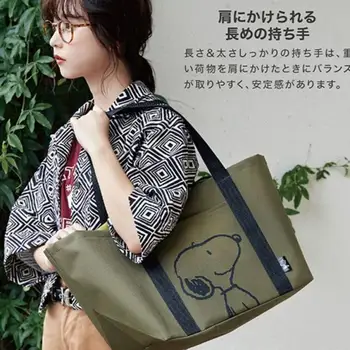 35 * 26 cm Нова пазарска чанта с анимационни принтом Снупи голям капацитет на съвсем малък, водоустойчива чанта за обяд, преносима чанта за момичета, играчка за подарък
