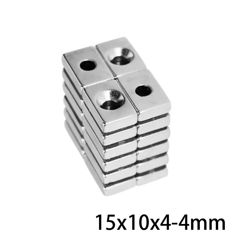 5 ~ 100ШТ 15x10x4-4 Квадрата мощните малки магнити, на ръка, с отвор 4 мм Неодимовый магнит 15x10x4 мм Неодимовый магнит NdFeB 15*10*4-4 мм