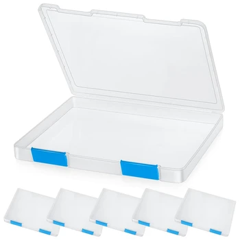 6 Бр Прозрачна кутия за файлове във формат А4 Пластмасова кутия за съхранение на документи Калъф Контейнери за дъски Защита за дневника на Притежателя за файлове с катарама Здрав
