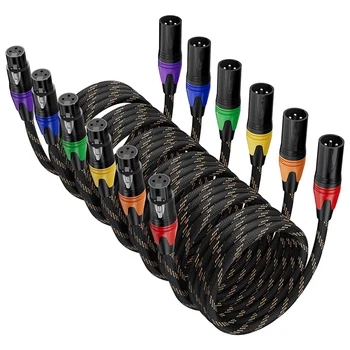6 Опаковки XLR Кабели, Комплект Микрофонных XLR кабели От мъжа към Жената, 3-Пинов Балансиран Комплект XLR Кабели За микрофонного Миксер, Тонколони За Подкаст