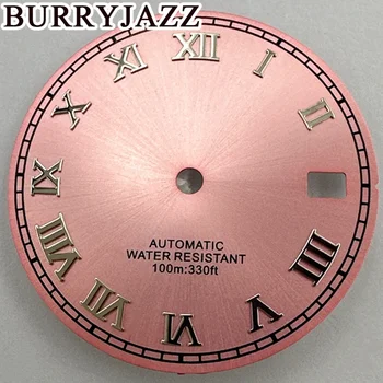 BURRYJAZZ 29 мм, Тъмно розово стерилна циферблат часа Zifferblatt Подходящ за механизъм NH35, подходящ за ликвидация на главата на корпус 