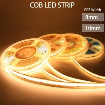 COB LED Strip Light High-Density Гъвкав КЛЮЧОДЪРЖАТЕЛ COB 480/528leds/m Осветява лента в Синьо/ Зелено/Червено Водачи Затемняемым DC12V/24V