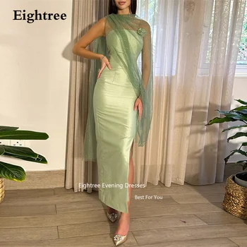 Eightree Sage Green Саудитска Арабия Вечерни рокли Русалка Сатен бретельки с отрязани крака Abendkleider Дубай Рокли за официални събития 2023