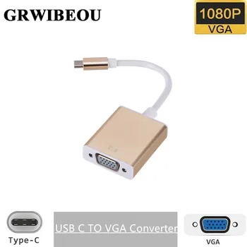 GRWIBEOU Кабел-адаптер Type C до Гнездовому VGA Адаптер USB 3.1 към VGA Адаптер за Новия Macbook Surface Pro, Лидер на Продажбите, Конвертор USB C VGA