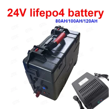 GTK Lifepo4 24v 80AH 100AH 120AH литиева батерия BMS 2000W за АВТОБУСА AGV климатик нагревател Устройство за съхранение на слънчевата енергия + зарядно устройство 10А