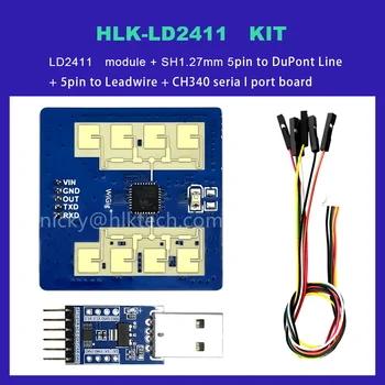 Hi-Link Нов тестов набор от HLK-LD2411 24G Умен дом, сензор за близост, модул за разпознаване на жестове човек, приложение в тоалетната