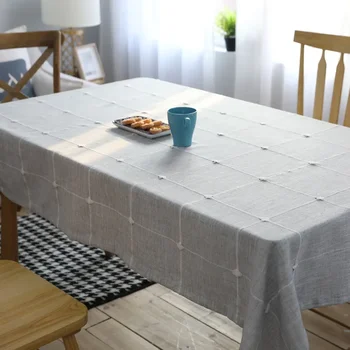 lniany na stół wodoodporny olejoodporny zagęścić stały obrus stołowy w kratę na prostokątny stół obiadowy