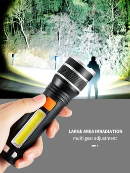 MOSLIGHTING LED фенерче с телескопична фокусиране Зареждане чрез USB Водоустойчив фенерче със силно осветление за къмпинг и каране на колело