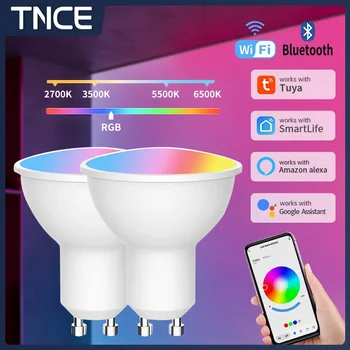 TNCE Sasha WIFI GU10 Умни Led Крушки RGB C + W С Бял Затъмняване Smart Life App Control Крушки Работят С Глас на Алекса /Google