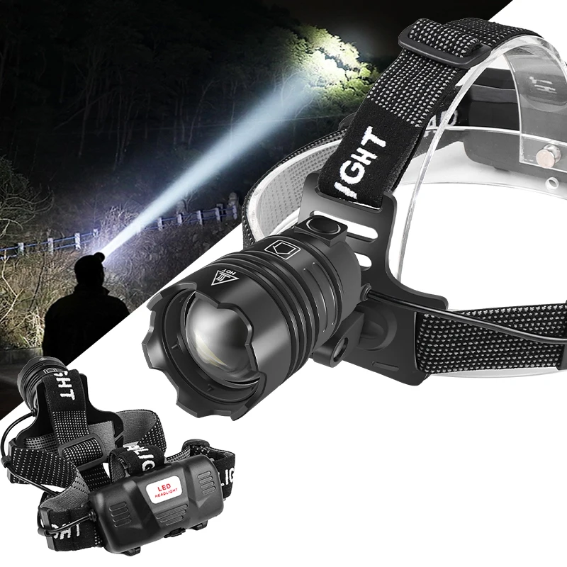 XHP70 Led ловен налобный фенер с увеличение, прожектор за риболов, USB-C 18650, авариен лампа за къмпинг, предупредителен светлина на факел