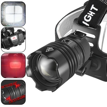 XHP70 Led ловен налобный фенер с увеличение, прожектор за риболов, USB-C 18650, авариен лампа за къмпинг, предупредителен светлина на факел