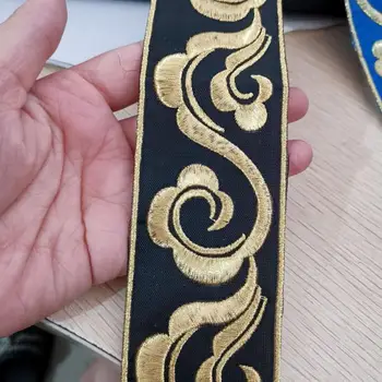 Висококачествена златна нишка Xiangyun ръчна бродерия от 2 до 5 см, 5 ярда / лот, Плетени въжета от жаккардовой ленти и дантелени аксесоари за колани