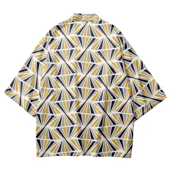 Годишният случайни жилетка Юката Харадзюку, Японското кимоно с триъгълен принтом, Плажни шорти, Градинска облекло