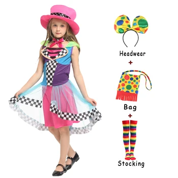 Детска забавна игра-обличане на клоун, карнавальная дрехи, чорапи, Коледен костюм на Жокера за момчета и момичета, със седалище убором