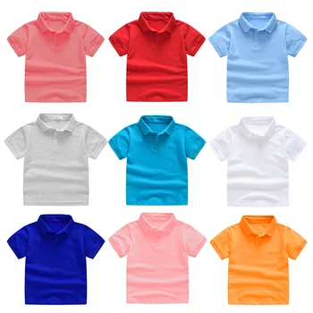 Детска спортна тениска в европейския и американския стил 2023, Лятна однотонная тениска с къс ръкав, памучни ризи с къси ръкави за момчета и момичета