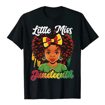 Детска тениска Little Miss Junetenth за момичета и деца, черна тениска с история, афроамериканские тениски с образа на свободата и независимостта