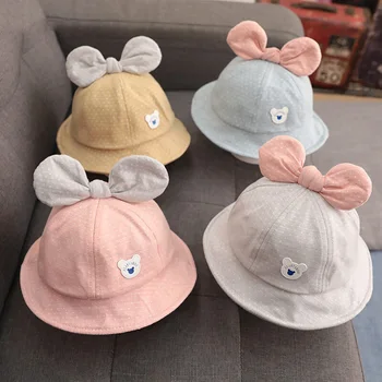 Детска шапка Лято Есен Памучен детска шапка-кофа от 0 до 3 години за момичета, сладки шапки от Слънцето, удобни и меки панама