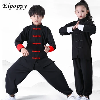 Детски дрехи за практикуване на бойни изкуства, облекло за изпълнения на китайски кунг-фу, костюми за момчета и момичета, облекло за тренировки в стила на тай-чи