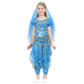 Детски костюм за танци за момичета, костюм за карнавала в Египет, колан, за да се изяви в Боливуд, бебешки дрехи за танци благородна принцеса Жасмин в Индия