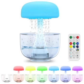 Дифузор етерично масло за ароматерапия Rain Cloud Овлажнител на въздуха Mushroom Rain Cloud с led подсветка в 7 цвята за вашия домашен Офис