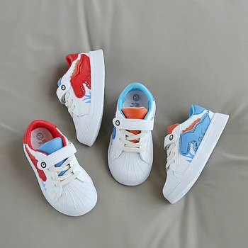 Есен нова детска мода мультяшная удобни и дишащи малка бяла обувки Класически детски спортни обувки с мека подметка