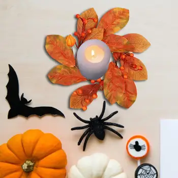 Есенни пръстени за свещи, Централните елементи на растителни композиции, Мини-есенни венци от свещи, един пръстен, за дома, кафе-бар, Сватба, парти, Селска къща