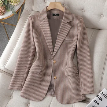 Есенно-зимни дамски корейската мода, елегантни свободна яке с дълги ръкави, пъстро сако за офиса и почивка, жилетка, палто, топ 2023, НОВОСТ