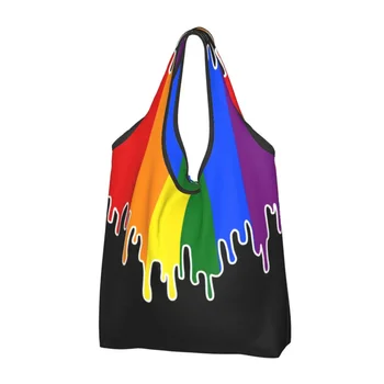 Знаме на Гей-Прайда Капково Магазин за Хранителни стоки Custom Клиент Мъкна Чанти През Рамо с Голям Капацитет Преносима Дъгова ЛГБТ Чанта