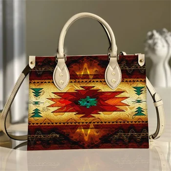Кожена чанта Southwest Brown Symbol Tribe, Чанти за жени и момичета, чанти през рамо от изкуствена кожа, Маркови чанти, Дамски чанти