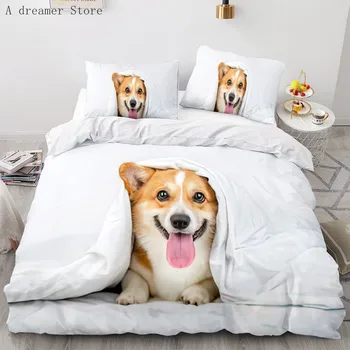 Комплект спално бельо за кучета Shiba-Ин Animal Dogs Чаршаф Двойно легло King Size и Две Единични легла Twin За деца, Декорация за дома, Спално бельо по поръчка