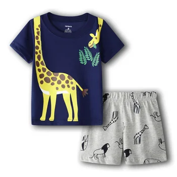 Комплекти дрехи за малките момичета с жирафа, Летни тениски, Джъмпери, панталони, костюми, модни детски пижами, дрехи за малките момичета, топла разпродажба