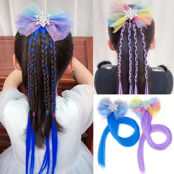 Корейската мода, детски перука, пигтейли, лък за момичета, въже за коса, детски градиентные щипки за коса, шапки, Детски аксесоари за коса за момиченца