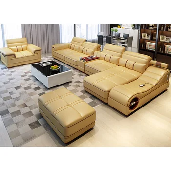 Мебели за дома в съвременен стил, с Кожена Секционни диван, стол, мека Мебел за дневна