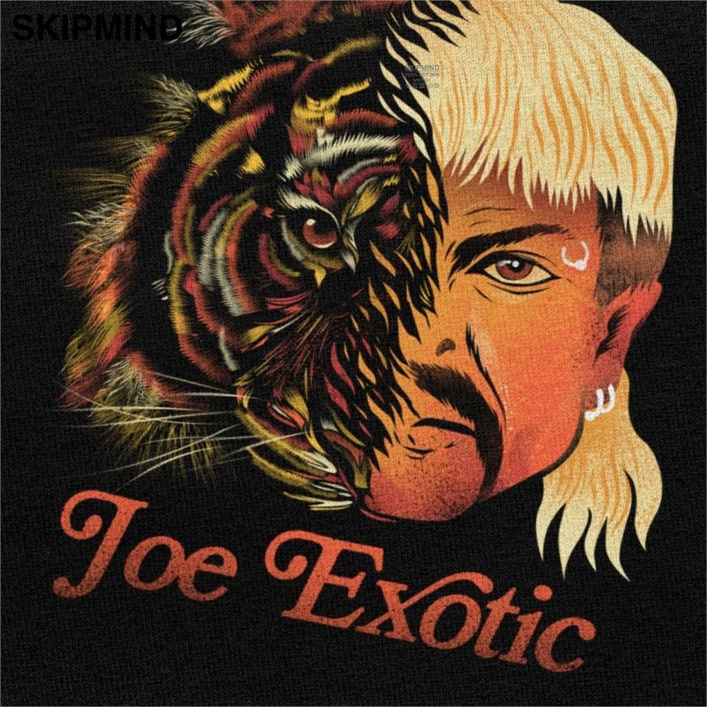 Модна тениска на Джо Екзотични King Tiger Мъжки къси ръкави и Лятна тениска на The Big Cat Градинска дрехи Памучни тениски For President