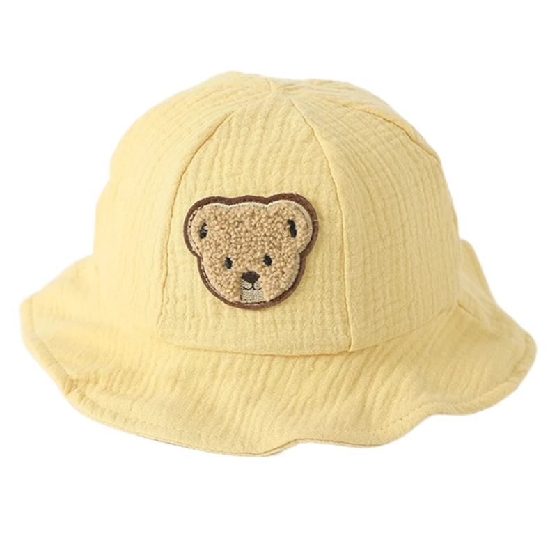 Модни детски рибарска шапка с уникален дизайн с анимационни мечка, детска риболовна шапка с широка периферия, за да е подходяща за момчета и момичета