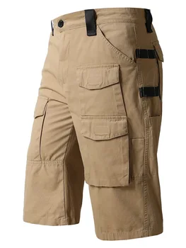 Мъжки къси панталони-карго 2023 Летни армейските военни памучни Свободни Тактически шорти за бягане, Мъжки ежедневни къси панталони с много джобове
