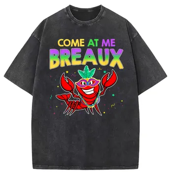 Мъжки реколта тениски Come At Me Breaux Crawfish с отлично качество на принтом, тениски с дълъг ръкав, мъжки блузи, Европейската облекло