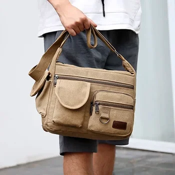 Мъжки холщовые чанта през рамо, ежедневна пътна мъжка чанта през рамо, луксозни чанти-незабавни посланици, модни висококачествена чанта