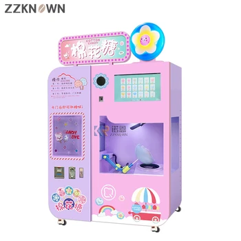 Нов автомат за продажба на захарен памук, разнообразие от дизайни, Производител на бяла ружа, Търговска Автоматична машина за продажба на захарен памук.