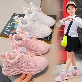Нова детска спортни обувки от изкуствена кожа, удобни ежедневни обувки за бягане, улични детски маратонки