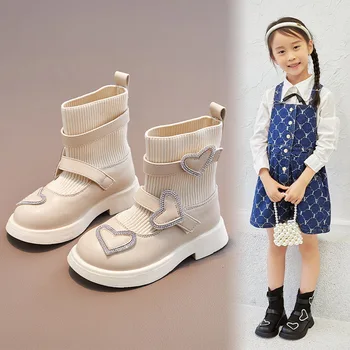 Обувки за момичета, Детски Модни Възли Обувки с пръсти; Новост 2023 г.; Есен-зима Ботильоны на 