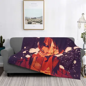 Одеяла Attack On Титан с флисовым принтом унисекс, наметала, покривки за легло от аниме, AOT за постелки на автомобила