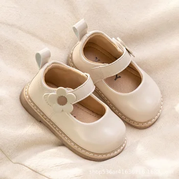 Однослойная обувки за малки момичета, Пролетно-Есенна Малка Кожена обувки За момичета, Детски обувки Принцеса с мека подметка за деца от 1-3 години