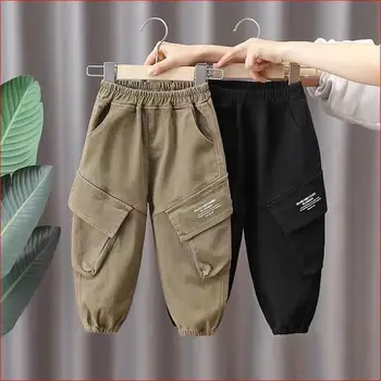 Пролетно-есенен Детски Панталони за момчета 2024, Нов стил, Красиви детски панталони-карго, ежедневни Памучни панталони за момчета от 2 до 8 години