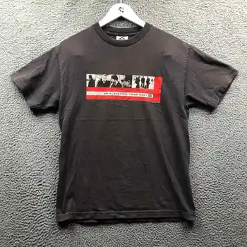 Реколта мъжка тениска U2 Elevation Tour 2001 г. с къс ръкав Medium M с графичен дизайн сив цвят