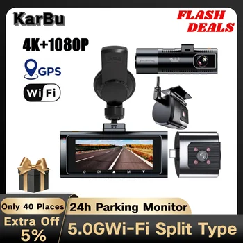Секретарят 4K Камера за Кола за Нощно Виждане Авторегистратор един dashcam GPS Wifi 24 Паркинг Монитор Dual Dvr-Kamera Samochodowa Rejestrator